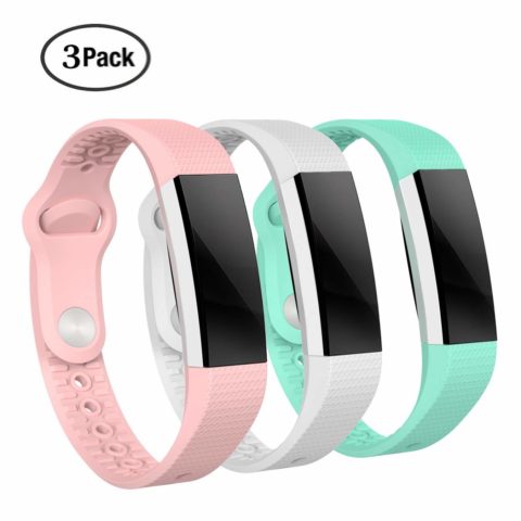 SWEES Fitbit Alta/Alta HR Bands Sport Silicone 3 Packs - Pink / Turquoise / White