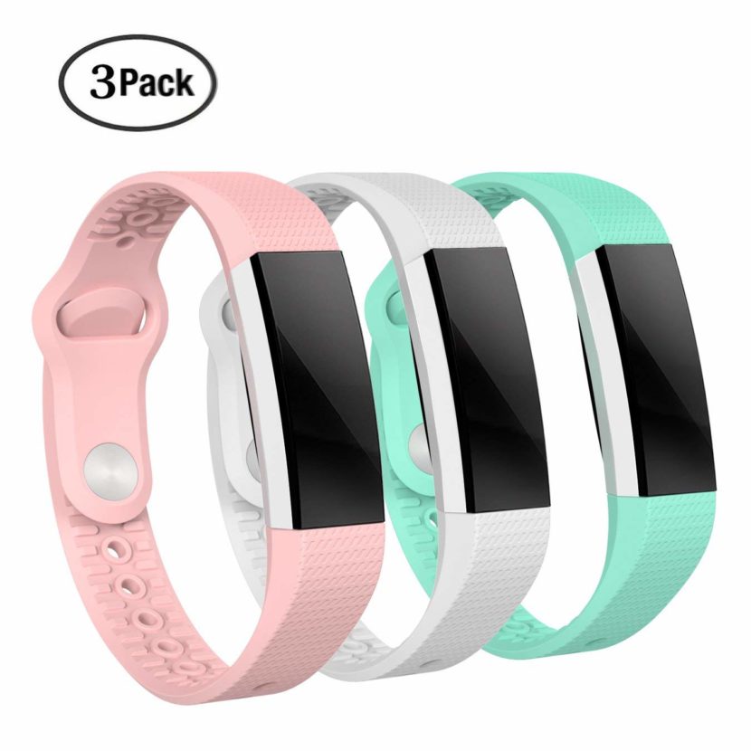 SWEES Fitbit Alta/Alta HR Bands Sport Silicone 3 Packs - Pink / Turquoise / White
