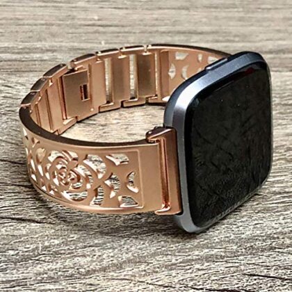 Fitbit Versa Replacement Band Rose Gold Floral Handmade Design Jewelry