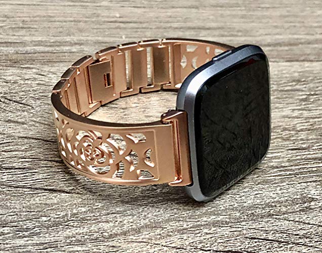 Fitbit Versa Replacement Band Rose Gold Floral Handmade Design Jewelry
