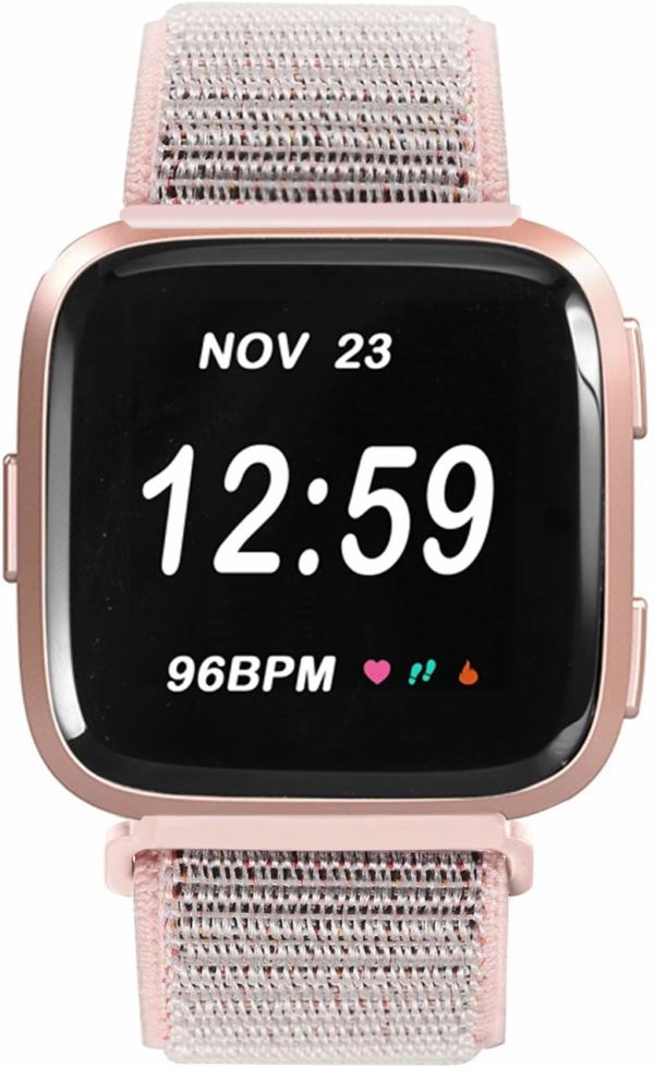 fitbit versa black with pink band