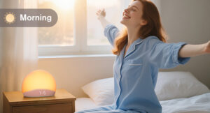 HOUSBAY Sunrise Alarm Clock, White Noise Sound Machine for Bedroom | Natural Wake-Up Light with Gentle Alarm Sounds, 20 Soothing Sleep Aids, Dimmable Display, Screen-Free Design - Pink